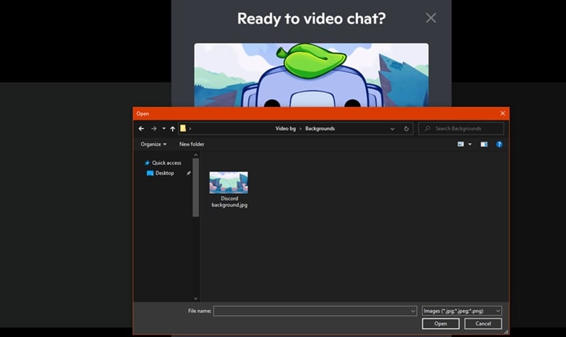 upload custom background to discord