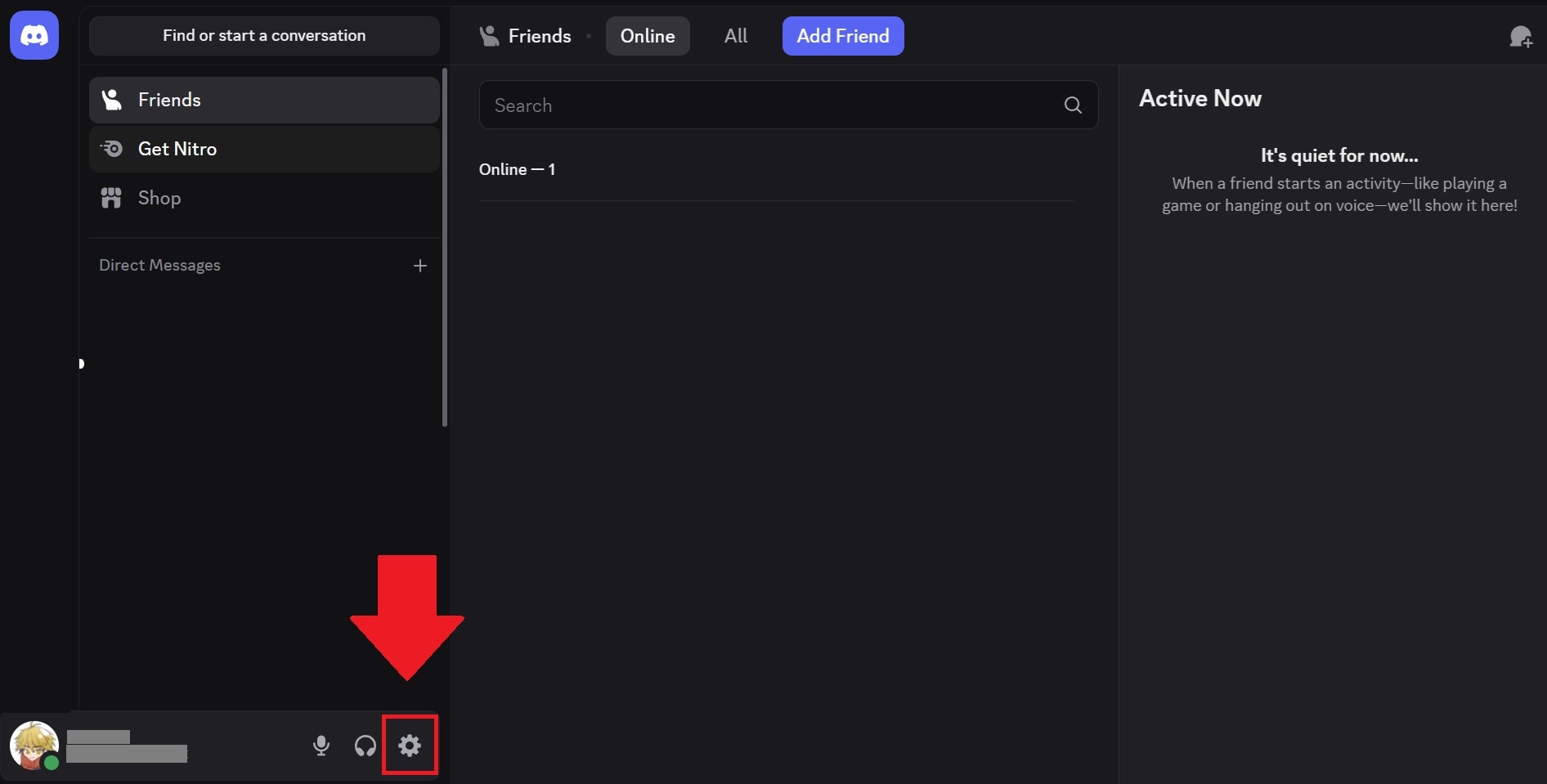 open discord user settings