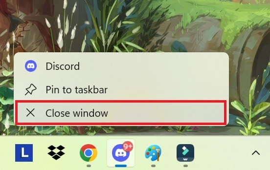 close and restart discord