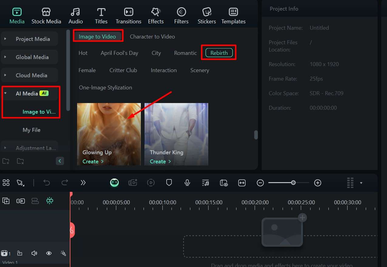 filmora ai glowing up effect