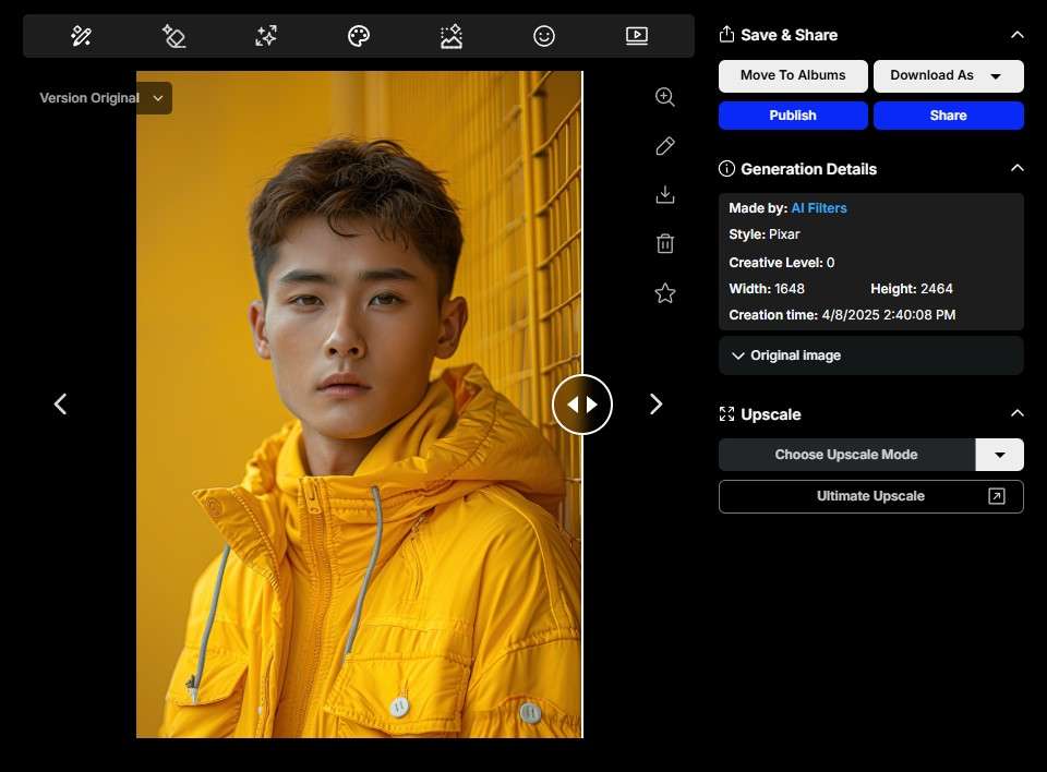 OpenArt AI Pixarフィルター適用前の画像