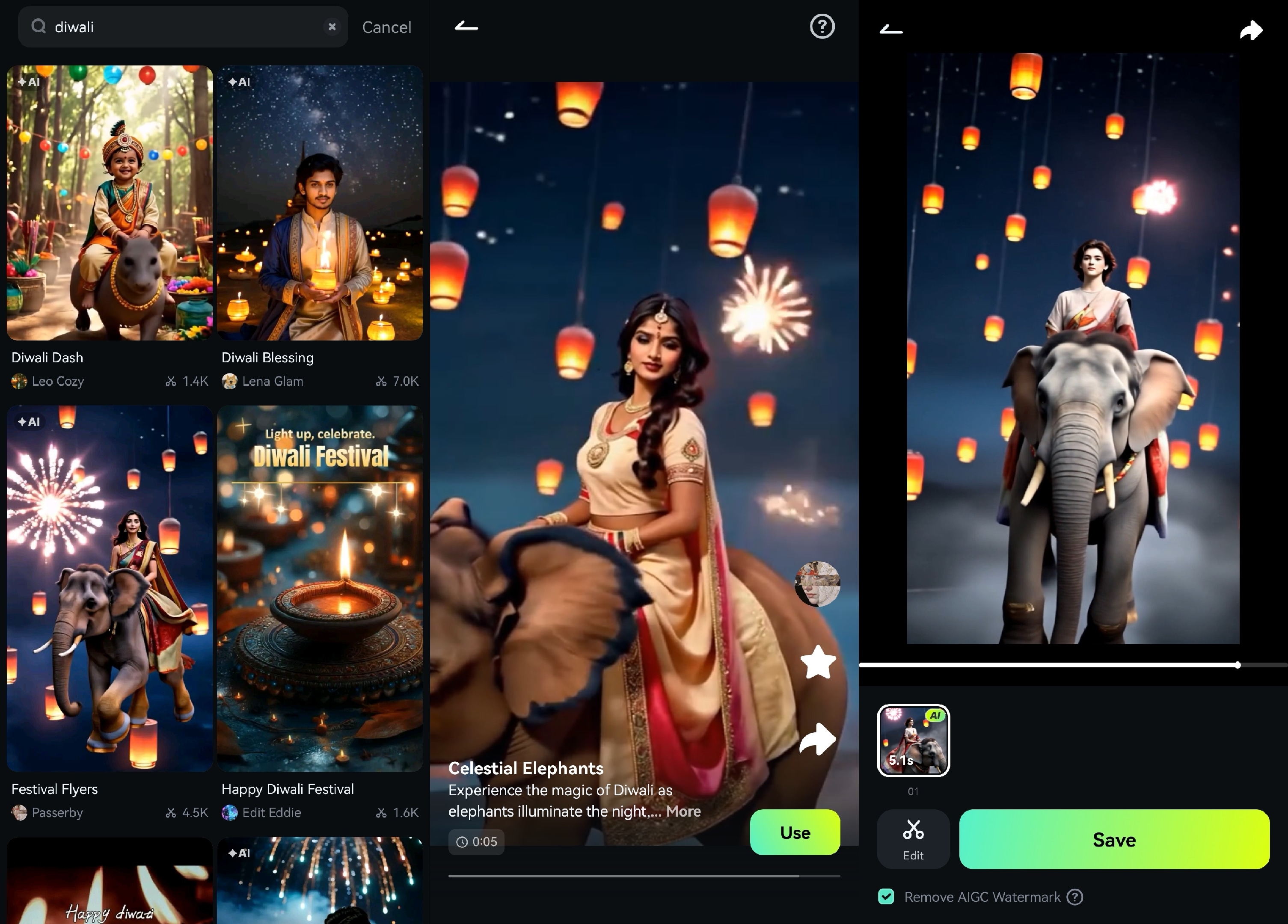 diwali ai template on filmora