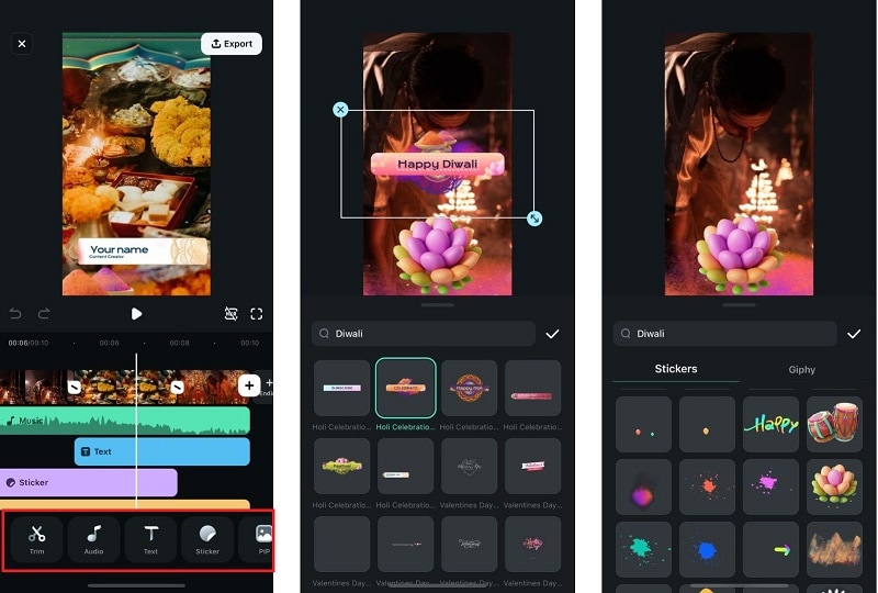 customize diwali video template