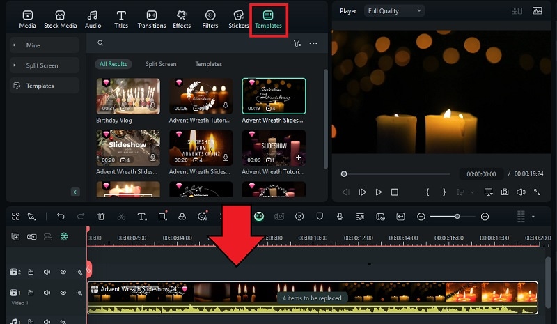 add diwali video template to timeline