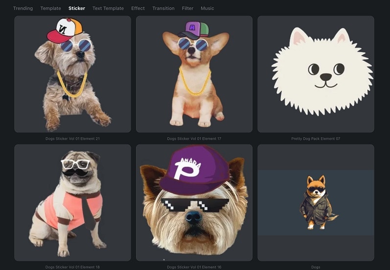 add dogs stickers to video