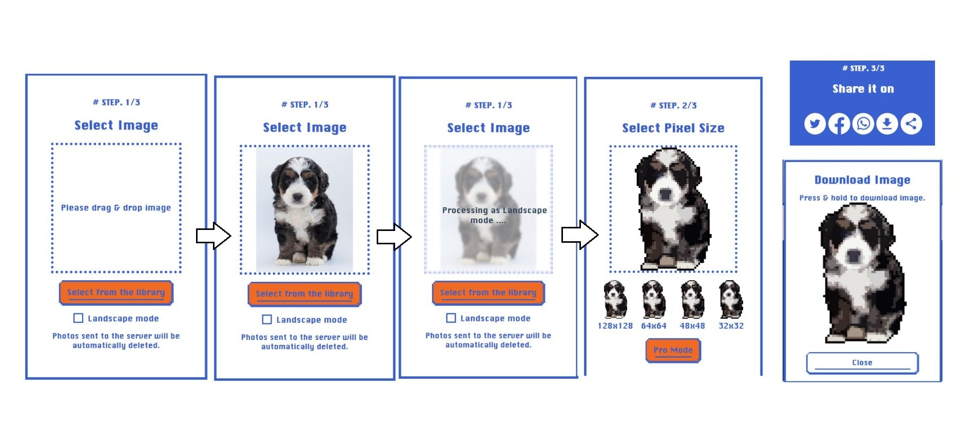 steps using piexelme