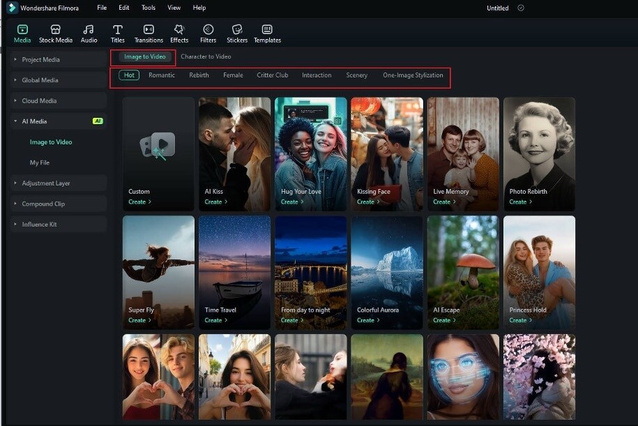 filmora image to video templates