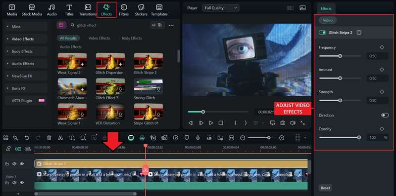 add glitch video effects and refine
