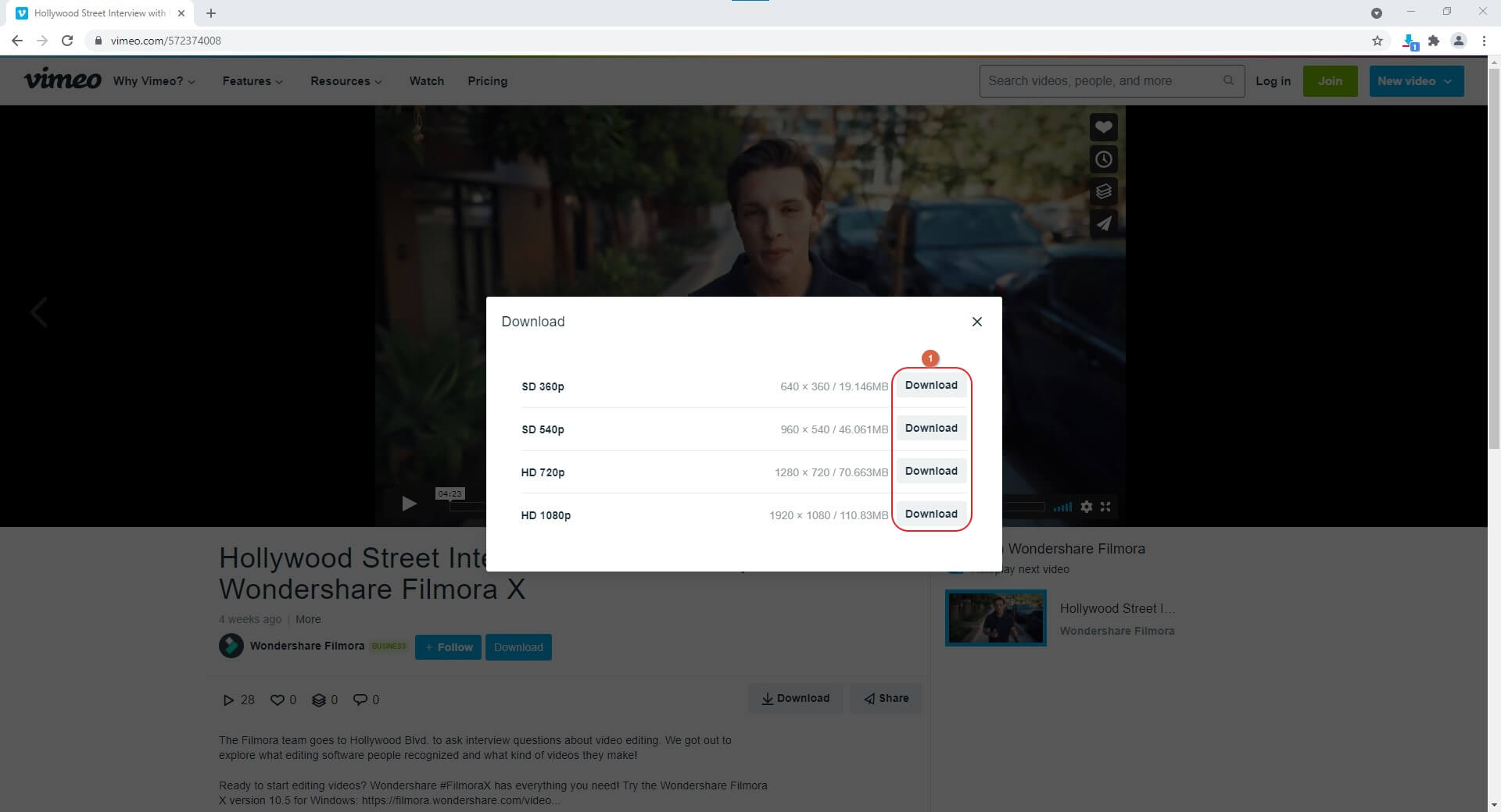 download vimeo videos select video quality