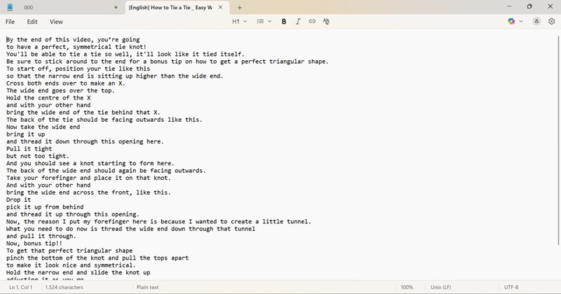 see the subtitles in notepad