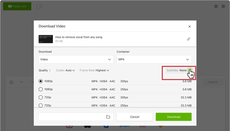 toggle the subtitles option