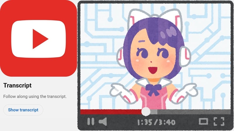 youtube transcript feature