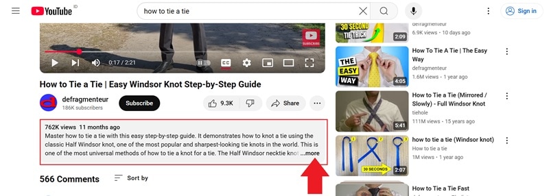 expand the youtube description