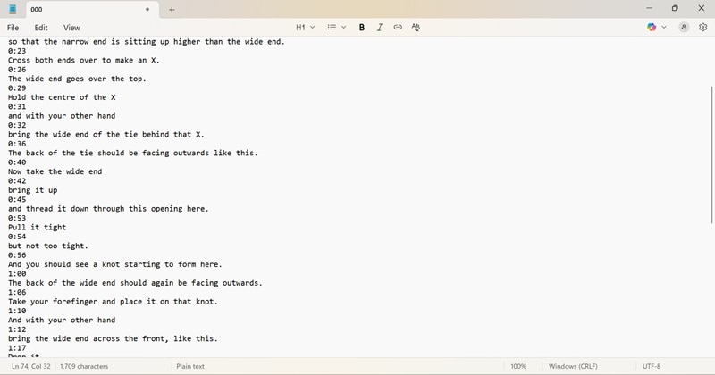 paste the subtitles on notepad
