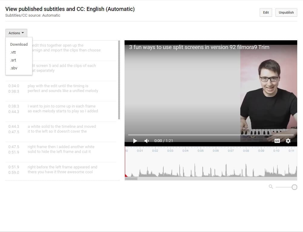 YouTube videos transcription