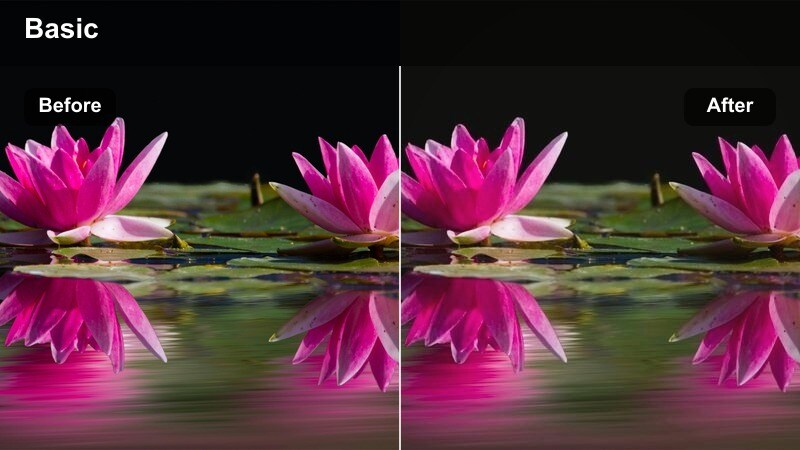 Two people on a city rooftop at dusk with the skyline softly glowing behind them.