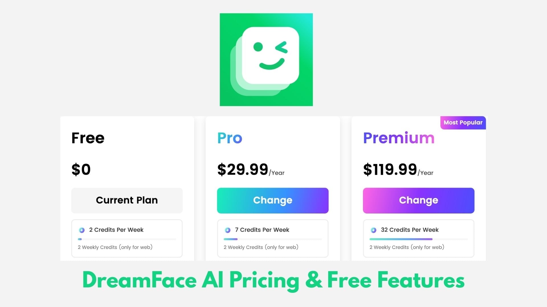 dreamface ai pricing