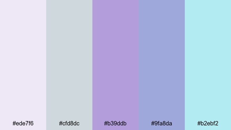 dreamscape haze violet violet color palette with hex codes