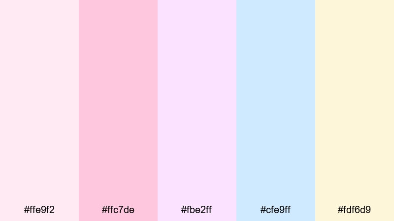dreamy kawaii stream blush pink color palette with hex codes