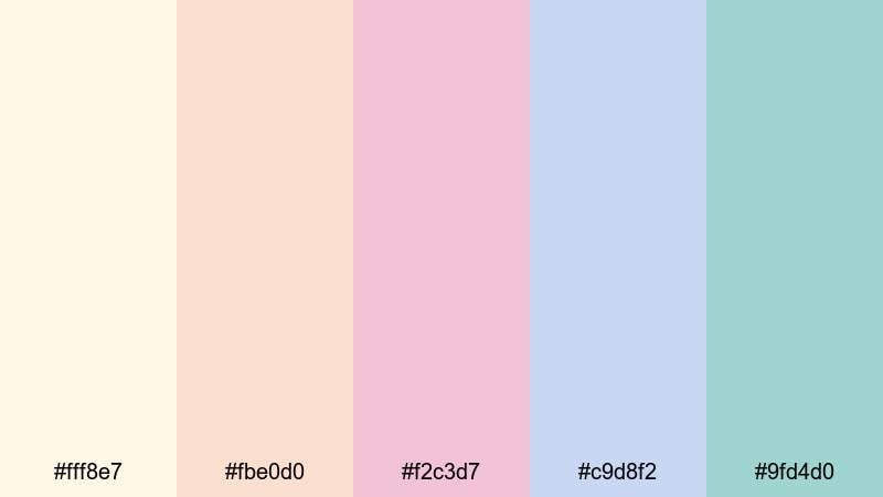 dreamy pastel travel cosmic latte color palette with hex codes