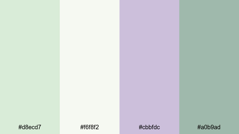dreamy sage whisper pale green color palette with hex codes
