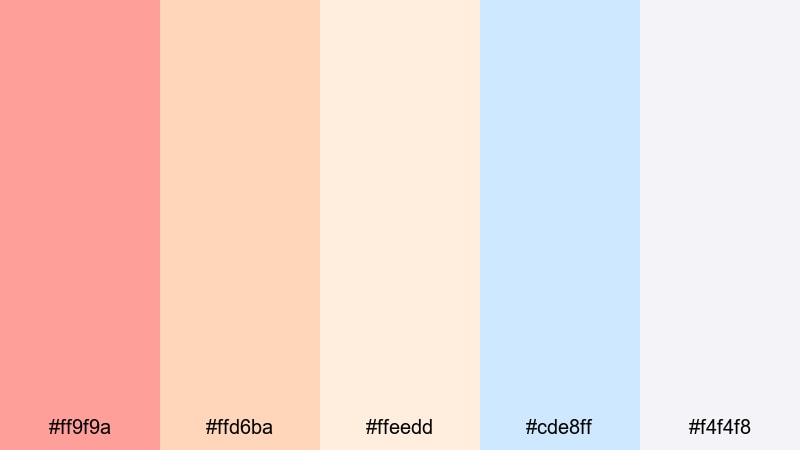 dreamy studio glow salmon pink color palette with hex codes