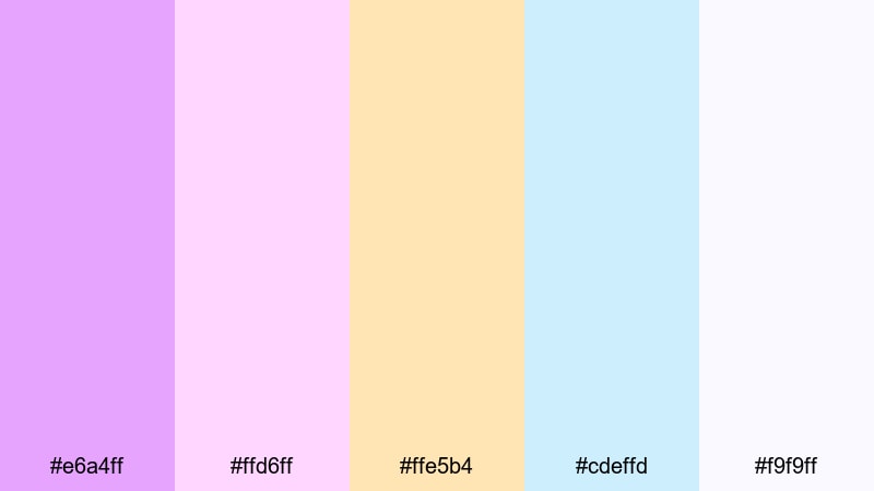 dreamy studio pastels heliotrope color palette with hex codes