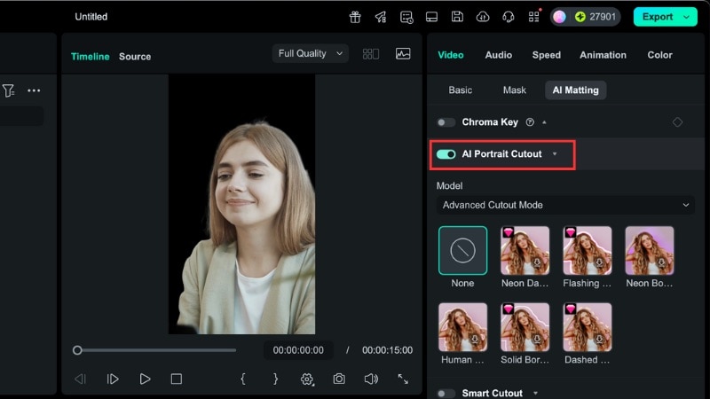 enable the ai portrait cutout feature