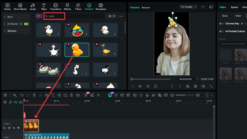 add a duck sticker and adjust position