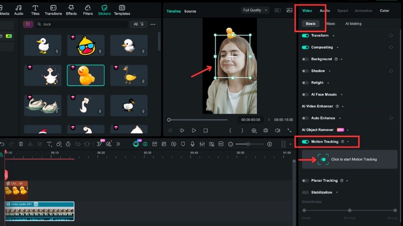 enable the motion tracking feature