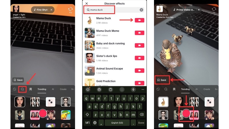 apply the mama duck filter on tiktok