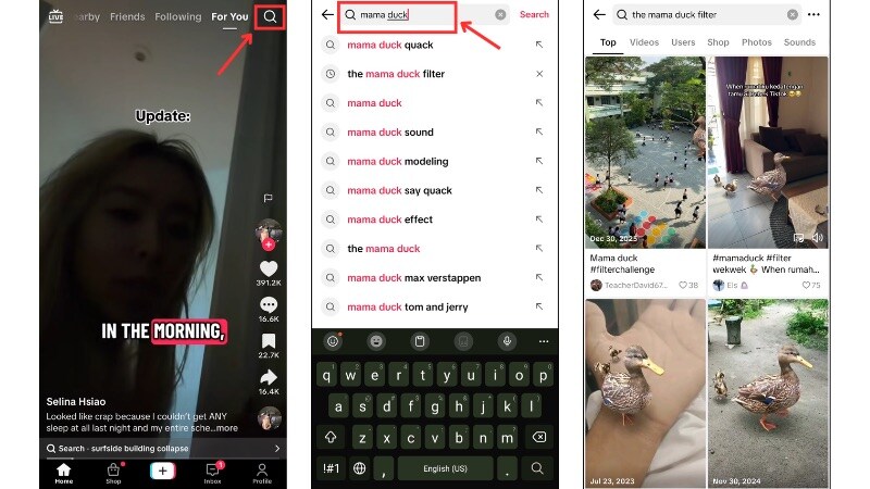 search for other videos with keywords