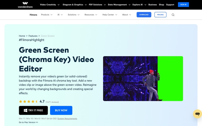 green screen feature on filmora