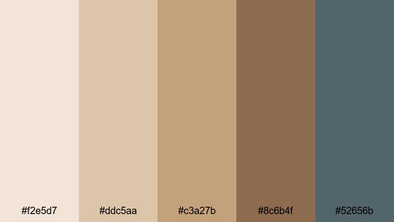 dusk cafe corner beige color palette with hex codes