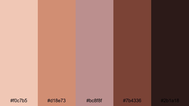 dusky ember frames rosy brown color palette with hex codes