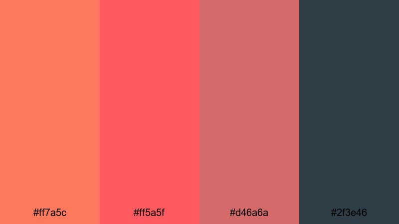 dusky ember horizon orange pink color palette with hex codes