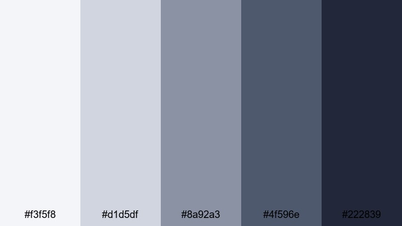 dusky film grain blue color palette with hex codes
