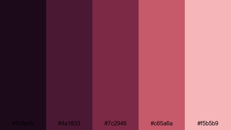dusky garnet fade purple red color palette with hex codes