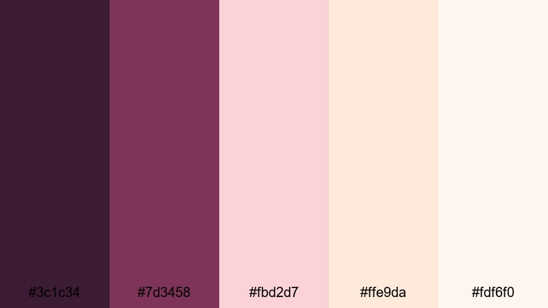 dusky rose vows eggplant color palette with hex codes