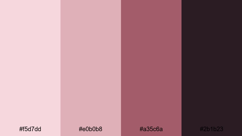 dusty blush interface pink maroon color palette with hex codes