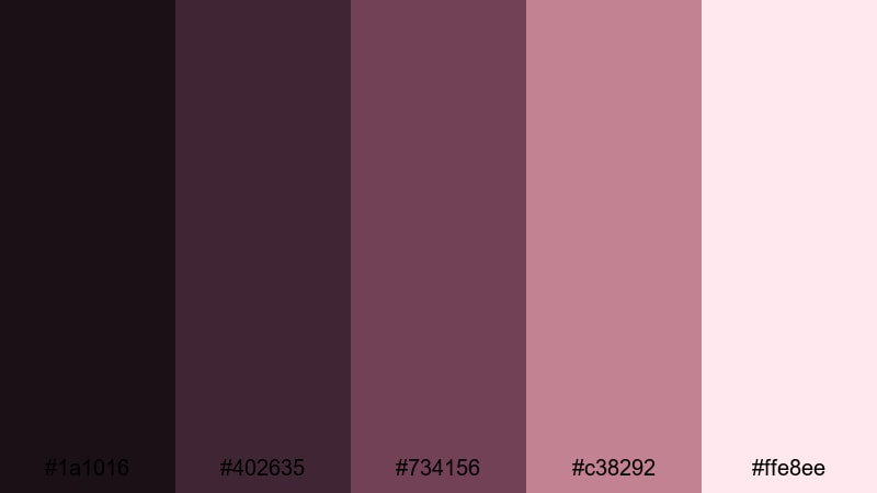 dusty blush reverie black rose color palette with hex codes