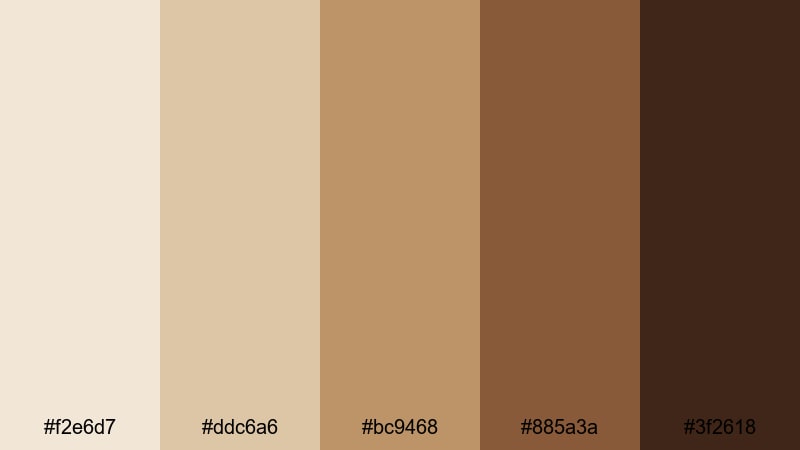 dusty cafe corner cream brown color palette with hex codes