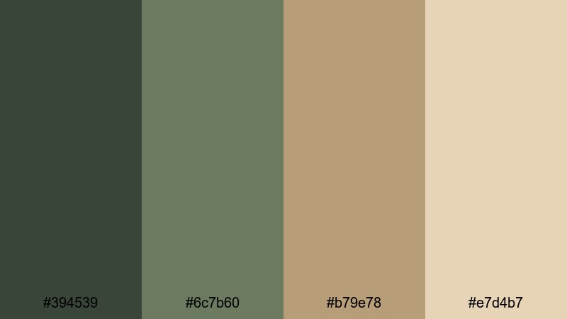 dusty canteen charm green tan color palette with hex codes