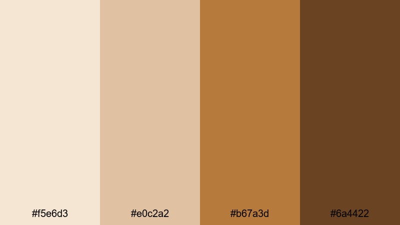 dusty caramel stories gold brown color palette with hex codes