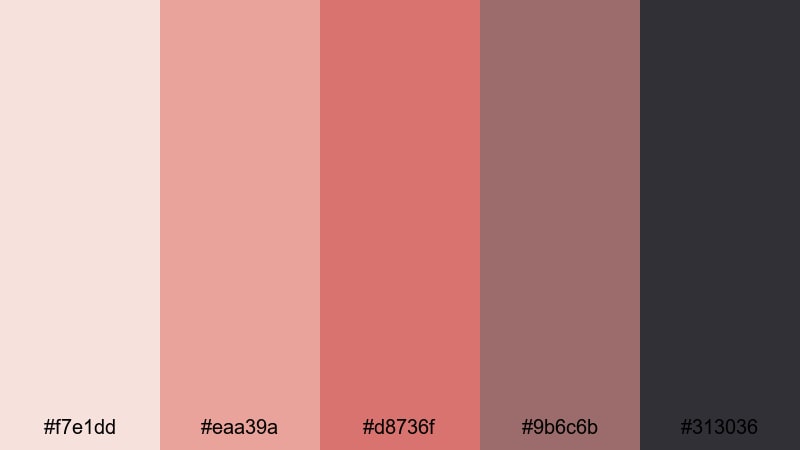 dusty coral film grain light coral color palette with hex codes