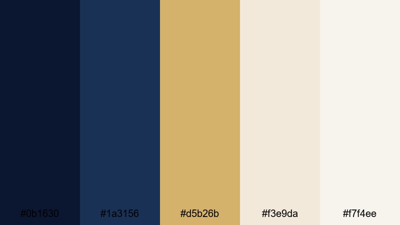 dusty dusk elegance gold navy blue color palette with hex codes