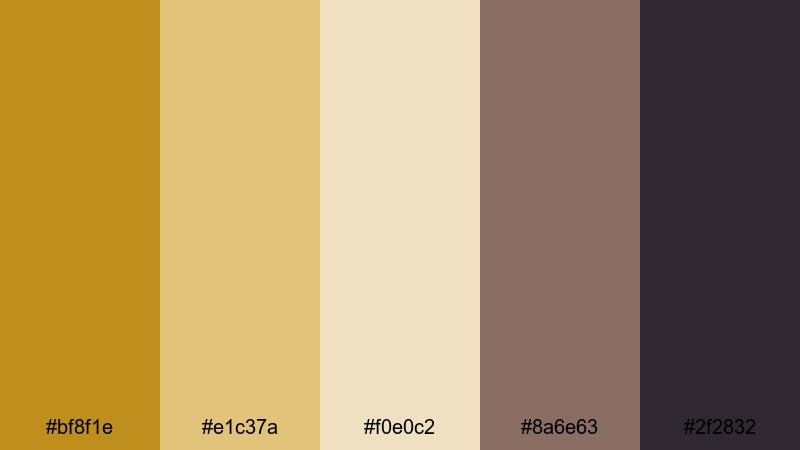 dusty film archive goldenrod color palette with hex codes