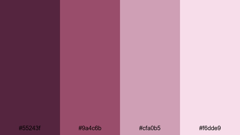dusty mauve embrace purple maroon color palette with hex codes