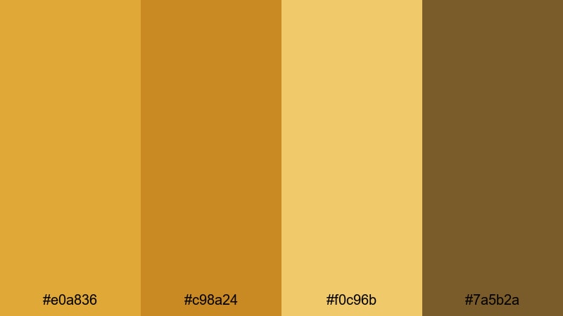 dusty mustard streetlight orange yellow color palette with hex codes