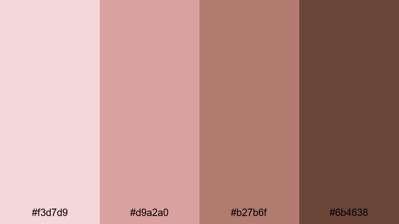 dusty petal embrace brown pink color palette with hex codes